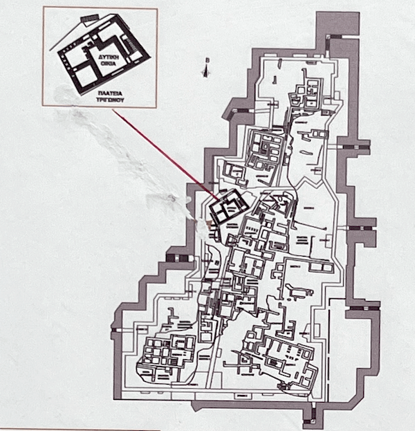 The location of the West House at Akrotiri